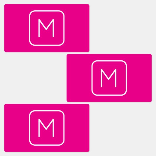 シンプル&モノグモダンラムイニシャル | ピンクと白 ラベル (グループ)