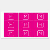 シンプル&モノグモダンラムイニシャル | ピンクと白 ラベル (シート)
