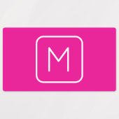 シンプル&モノグモダンラムイニシャル | ピンクと白 ラベル (デザイン1)