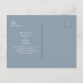 シンプル&モノグラお洒落ムダスティブルー日付の変更 案内ポストカード (裏面)