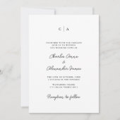 シンプル |モノグラム結婚ミニマリスト 招待状 (正面)