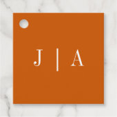 シンプル モノグラム カップル名 バーン オレンジ & ホワイト フェイバータグ (正面)