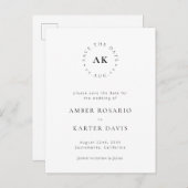 シンプル モノグラム サークル 現代 ミニマル フォント 案内ポストカード (正面/裏面)