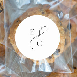 シンプル モノグラム 現代 カップルイニシャル ロゴ ブラック ラウンドシール