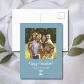 シンプル(ユダヤ教)メノラーフモダンァミリ写真ハヌカー シーズンポストカード