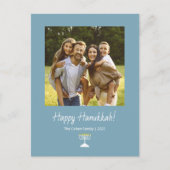 シンプル（ユダヤ教）メノラーフモダンァミリ写真ハヌカー シーズンポストカード (正面)