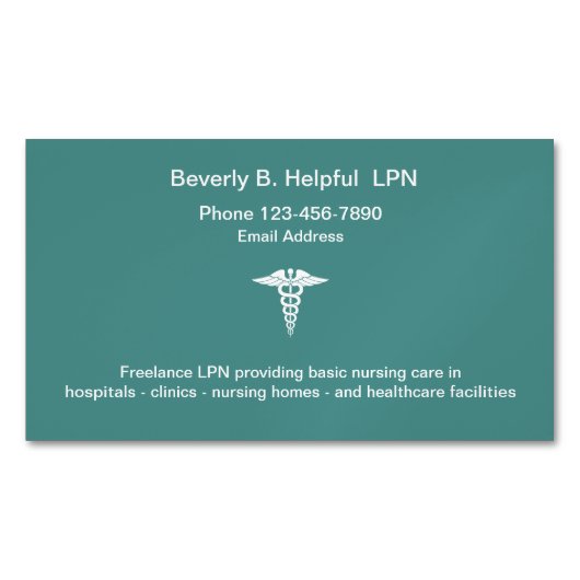 シンプル・ライセンス実用ナースLPN マグネット名刺 (正面)