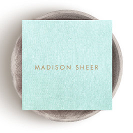 シンプル、ライトターコイズブルー、ミニマスタイリッシュリスト スクエア名刺