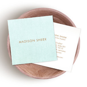 シンプル、ライトターコイズブルー、ミニマスタイリッシュリスト スクエア名刺