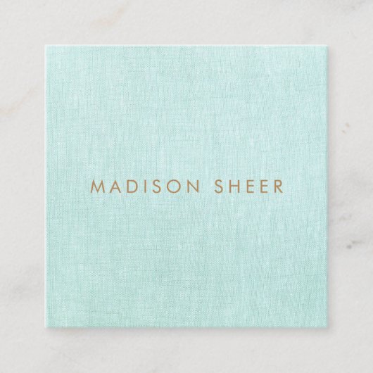 シンプル、ライトターコイズブルー、ミニマスタイリッシュリスト スクエア名刺 (正面)