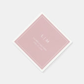 シンプル ライトピンク モノグラム エレガント ウェディング スタンダードカクテルナプキン (角)