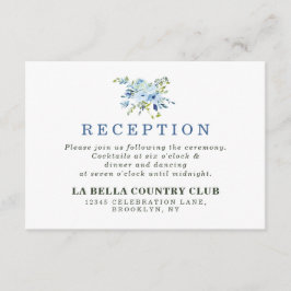 シンプル ライトブルー ネイビー フラワー ウェディングパーティー エンクロージャーカード