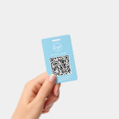 シンプル ライトブルー QR コード 従業員 ID バッジ (手持ち)