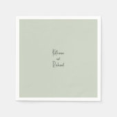 シンプル ライト セージ カスタム ウェディング コーヒー カップ ナプキン スタンダードカクテルナプキン (正面)