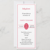 シンプル ライト レッド ベビーシャワー カスタム 招待状 (正面)