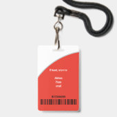 シンプル ライト レッド ロゴ バーコード ID 登録看護師 バッジ (裏面(ネックストラップ付))
