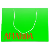 シンプル&ライモダンムグリーン&オレンジ-パーソナライズされた ラージペーパーバッグ (正面)