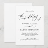 シンプル ラグジュアリー カリグラフィー 結婚式の 招待状 (正面/裏面)