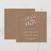 シンプル ラスティック クラフト スクエア セーブ・ザ・デート インビテーション (正面/裏面)