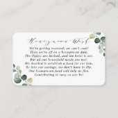 シンプル ラスティック グリーン ユーカリ ハネムーン ウェディング ウィッシュ エンクロージャーカード (正面)