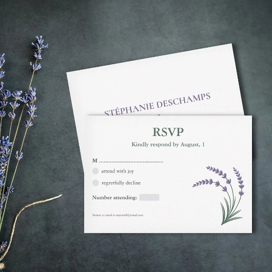 シンプル ラベンダー ウェディング RSVP カード