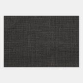 シンプル リアルな麻布のような ラスティック ブラック グレー チャコール ラッピングペーパーシート (正面)