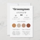 シンプル レトロな蝶ネクタイ付き groom 情報カード 招待状 (正面)