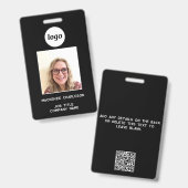 シンプル ロゴ フォト ID QR コード ネームタグ バッジ (正面&裏面)