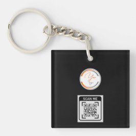 シンプル ロゴ QR コード ビジネス ブラック キーホルダー