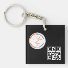 シンプル ロゴ QR コード ビジネス ブラック キーホルダー