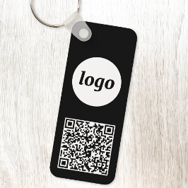 シンプル ロゴ QR コード ビジネス ブラック & ホワイト キーホルダー