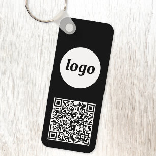 シンプル ロゴ QR コード ビジネス ブラック & ホワイト キーホルダー
