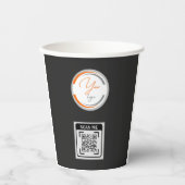 シンプル ロゴ QR コード ビジネス ブラック 紙コップ (正面)