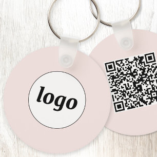 シンプル ロゴ QR コード ビジネス ブラッシュ ピンク キーホルダー