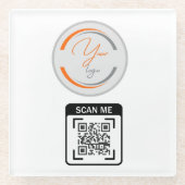 シンプル ロゴ QR コード ビジネス ホワイト ガラスコースター (正面)