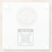 シンプル ロゴ QR コード ビジネス ホワイト ガラスコースター (裏面)
