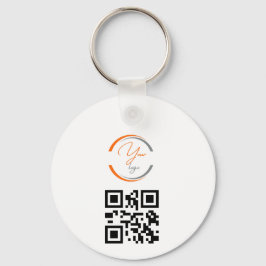 シンプル ロゴ QR コード ビジネス ホワイト キーホルダー
