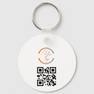 シンプル ロゴ QR コード ビジネス ホワイト キーホルダー