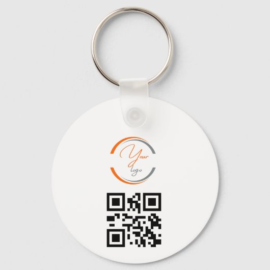 シンプル ロゴ QR コード ビジネス ホワイト キーホルダー (正面)