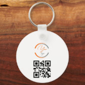 シンプル ロゴ QR コード ビジネス ホワイト キーホルダー (正面)