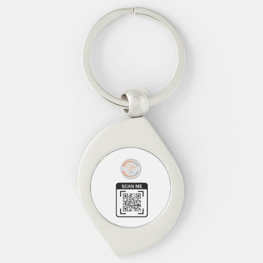 シンプル ロゴ QR コード ビジネス ホワイト キーホルダー (正面)
