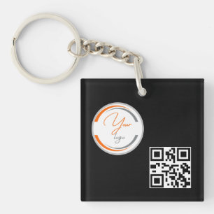 シンプル ロゴ QR コード ビジネス ライトイエロー キーホルダー