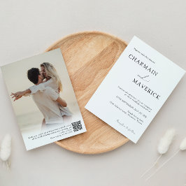 シンプル ロマンチック フォト タイポグラフィー QRコード ウェディング 招待状