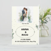 シンプル&ロマンチック: ロマンチックな結婚式のご案内カード 招待状 (スタンド正面)