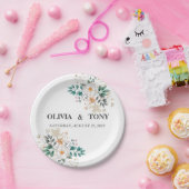 シンプル ロマンティック フラワー ウェディング ペーパープレート (パーティー)