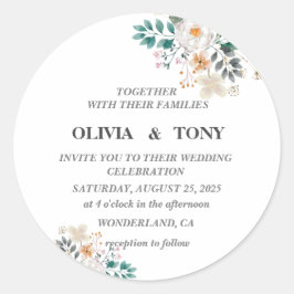 シンプル ロマンティック フラワー ウェディング ラウンドシール