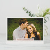 シンプル ローズゴールド ブロック フォト セーブ・ザ・デート (スタンド正面)