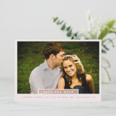 シンプル ローズゴールド ブロック フォト セーブ・ザ・デート (スタンド正面)