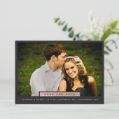 シンプル ローズゴールド ブロック フォト セーブ・ザ・デート (スタンド正面)