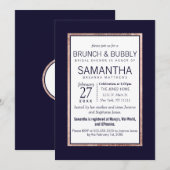 シンプル ローズゴールド ライン ネイビーブルー ブランシュ バブル 招待状 (正面/裏面)